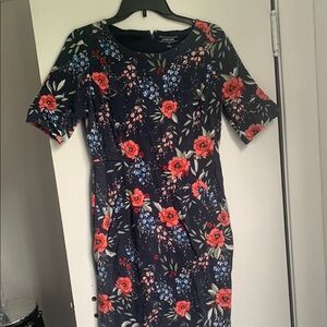 Lands' End Navy & Floral Dress